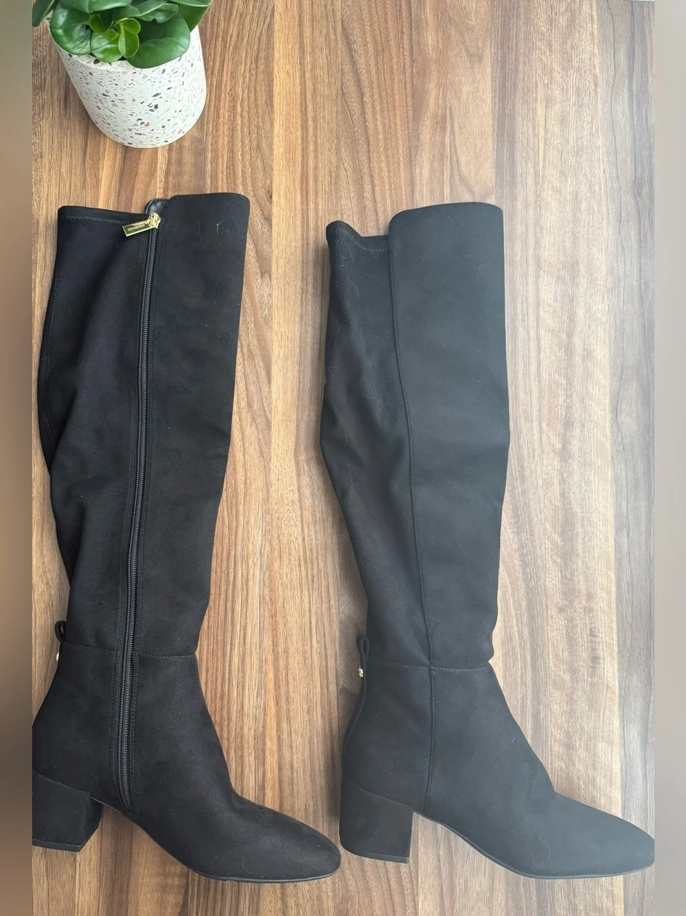 MICHAEL Michael Kors Braden Black Suede Over-the-Knee Heel Boots